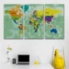 Türkçe Dünya Haritası Ayrıntılı Eğitici-Öğretici Okyanuslu Dekoratif Kanvas Tablo 2502