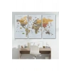Türkçe Dünya Haritası  Ayrıntılı Eğitici-Öğretici ve Sembollü Dekoratif Kanvas Tablo 3200