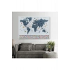 Türkçe Dünya Haritası Ayrıntılı Eğitici  Sembollü Bayraklı Dekoratif Kanvas Tablo 2842