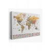 Türkçe Dünya Haritası Ayrıntılı Eğitici  Sembollü Bayraklı Dekoratif Kanvas Tablo 2854