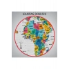 Türkçe Dünya Haritası Ayrıntılı Eğitici  Sembollü Bayraklı Dekoratif Kanvas Tablo 2868