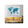 Türkçe Dünya Haritası Dekoratif Kanvas Tablo Son Derece Detaylı 1609