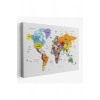 Türkçe Dünya Haritası Dekoratif Kanvas Tablo Son Derece Detaylı 1611