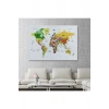 Türkçe Dünya Haritası Dekoratif Kanvas Tablo Son Derece Detaylı 1614
