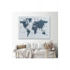 Türkçe Dünya Haritası Dekoratif Kanvas Tablo Son Derece Detaylı 1615