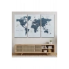 Türkçe Dünya Haritası Dekoratif Kanvas Tablo Son Derece Detaylı 1615
