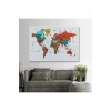 Türkçe Dünya Haritası Dekoratif Kanvas Tablo Son Derece Detaylı 1616