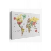 Türkçe Dünya Haritası Dekoratif Kanvas Tablo Son Derece Detaylı 1626
