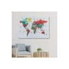 Türkçe Dünya Haritası Dekoratif Kanvas Tablo Son Derece Detaylı 1627