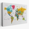 Türkçe Dünya Haritası Dekoratif Kanvas Tablo Son Derece Detaylı 1628