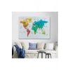 Türkçe Dünya Haritası Dekoratif Kanvas Tablo Son Derece Detaylı 1638