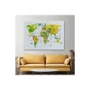 Türkçe Dünya Haritası Dekoratif Kanvas Tablo Ülke-Başkentli Öğretici ve Sembollü 2324