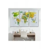 Türkçe Dünya Haritası Dekoratif Kanvas Tablo Ülke-Başkentli Öğretici ve Sembollü 2324