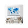 Türkçe Dünya Haritası Dekoratif Kanvas Tablo Ülke ve Başkentli 1500