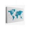 Türkçe Dünya Haritası Dekoratif Kanvas Tablo Ülke ve Başkentli 1502