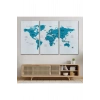Türkçe Dünya Haritası Dekoratif Kanvas Tablo Ülke ve Başkentli 1502