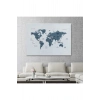 Türkçe Dünya Haritası Dekoratif Kanvas Tablo Ülke ve Başkentli 1514
