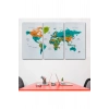 Türkçe Dünya Haritası Dekoratif Kanvas Tablo Ülke ve Başkentli 1530