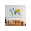 Türkçe Dünya Haritası Dekoratif Kanvas Tablo Ülke ve Başkentli 1542