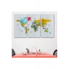Türkçe Dünya Haritası Dekoratif Kanvas Tablo Ülke ve Başkentli 1542