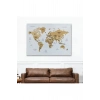 Türkçe Dünya Haritası Dekoratif Kanvas Tablo Ülke ve Başkentli 1548