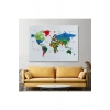 Türkçe Dünya Haritası Dekoratif Kanvas Tablo Ülke ve Başkentli 1556