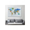 Türkçe Dünya Haritası Dekoratif Kanvas Tablo Ülke ve Başkentli 1560