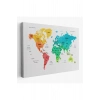 Türkçe Dünya Haritası Dekoratif Kanvas Tablo Ülke ve Başkentli 1562