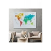Türkçe Dünya Haritası Dekoratif Kanvas Tablo Ülke ve Başkentli 1562