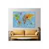 Türkçe Dünya Haritası Kanvas Tablo Son Derece Detaylı ve Dekoratif-1989