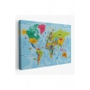 Türkçe Dünya Haritası Kanvas Tablo Son Derece Detaylı ve Dekoratif-2024