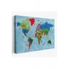 Türkçe Dünya Haritası Kanvas Tablo Son Derece Detaylı ve Dekoratif-2036