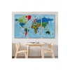 Türkçe Dünya Haritası Kanvas Tablo Son Derece Detaylı ve Dekoratif-2036