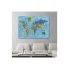 Türkçe Dünya Haritası Kanvas Tablo Son Derece Detaylı ve Dekoratif-2040