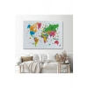Türkçe Dünya Haritası Kanvas Tablo Ülke-Başkentli Öğretici ve Sembollü 2272