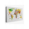 Türkçe Dünya Haritası Kanvas Tablo Ülke-Başkentli Öğretici ve Sembollü 2286