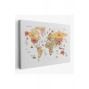 Türkçe Dünya Haritası Kanvas Tablo Ülke-Başkentli Öğretici ve Sembollü 2308