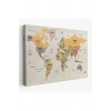 Türkçe Dünya Haritası Kanvas Tablo  Ülke Başkentli ve Okyanus Detaylı Tablo 2744