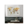 Türkçe Dünya Haritası Kanvas Tablo  Ülke Başkentli ve Okyanus Detaylı Tablo 2744