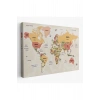 Türkçe Dünya Haritası Kanvas Tablo  Ülke Başkentli ve Okyanus Detaylı Tablo 2750