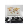 Türkçe Dünya Haritası Kanvas Tablo  Ülke Başkentli ve Okyanus Detaylı Tablo 2750