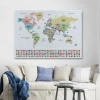 Türkçe Dünya Haritası Kanvas Tablo Ülke Bayraklı ve Dekoratif 2384