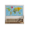 Türkçe Dünya Haritası Sembollü ve Okyanuslu Dekoratif Kanvas Tablo 2470