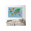 Türkçe Dünya Haritası Ülke Başkentli ve Okyanuslu Dekoratif Kanvas Tablo 2200