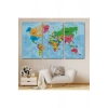 Türkçe Dünya Haritası Ülke Başkentli ve Okyanuslu Dekoratif Kanvas Tablo 2200