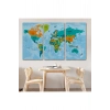 Türkçe Dünya Haritası Ülke Başkentli ve Okyanuslu Dekoratif Kanvas Tablo 2230