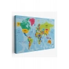 Türkçe Dünya Haritası Ülke Başkentli ve Okyanuslu Dekoratif Kanvas Tablo 2244