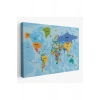 Türkçe Dünya Haritası Ülke Başkentli ve Okyanuslu Dekoratif Kanvas Tablo 2260