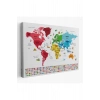 Türkçe Dünya Haritası Ülke Bayrak ve Başkentli Kanvas Tablo 1958