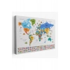 Türkçe Dünya Haritası Ülke Bayrak ve Başkentli Kanvas Tablo 1966